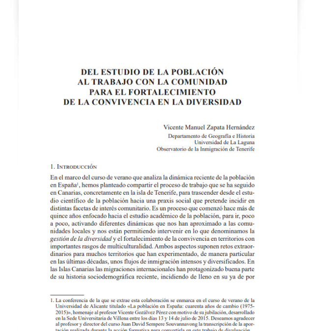 Del estudio de la población al trabajo con la comunidad para el fortalecimiento de la convivencia en la diversidad