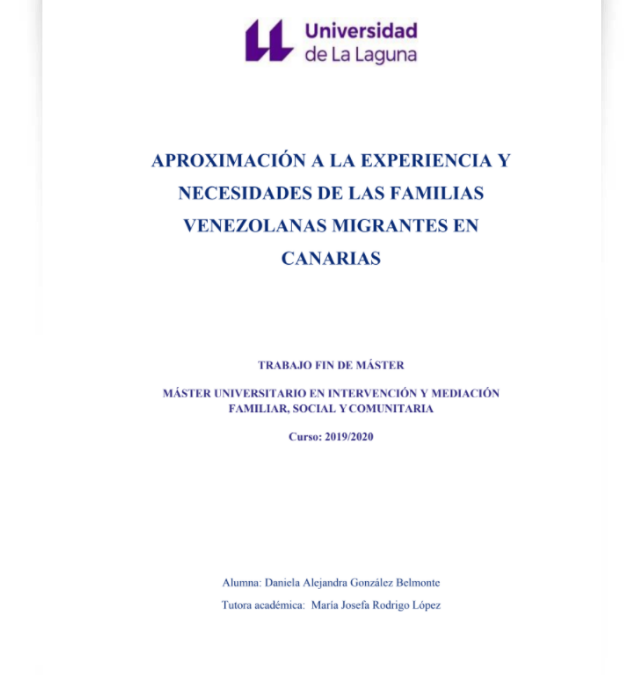Aproximación a la experiencia y necesidades de las familias venezolanas migrantes en Canarias