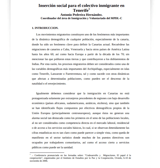 Inserción social para el colectivo inmigrante en Tenerife