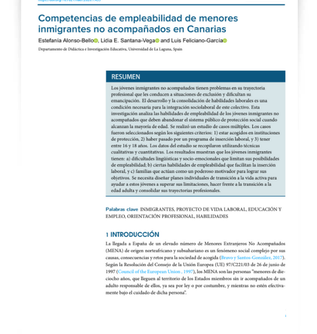 Competencias de empleabilidad de menores inmigrantes no acompañados en Canarias