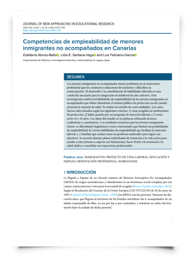 Competencias de empleabilidad de menores inmigrantes no acompañados en Canarias