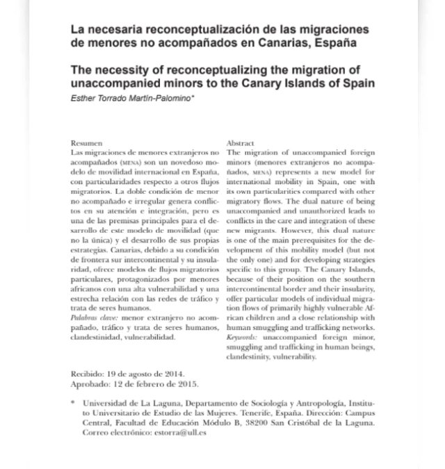 La necesaria reconceptualización de las migraciones de menores no acompañados en Canarias, España