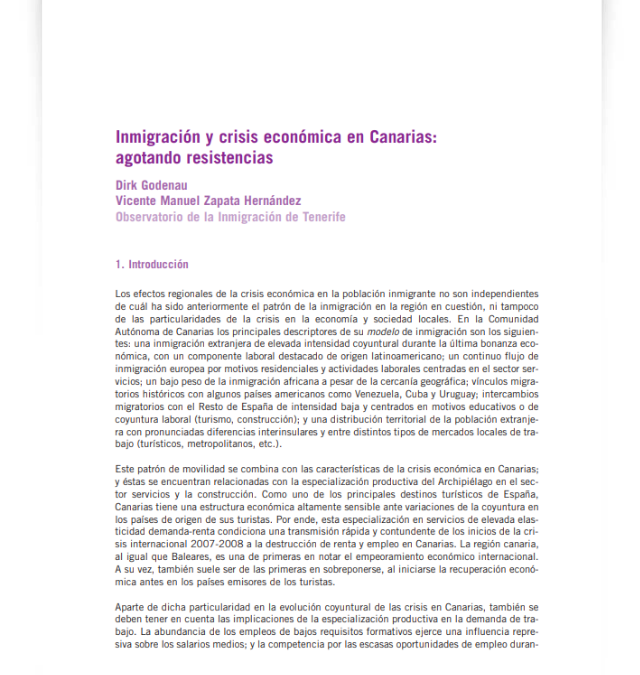 Inmigración y crisis económica en Canarias: agotando resistencias