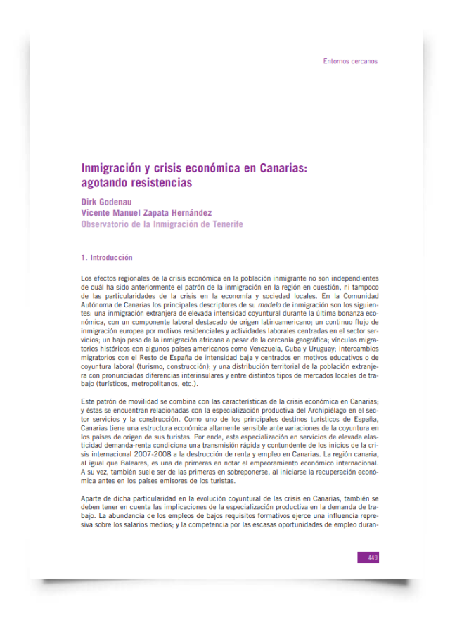 Inmigración y crisis económica en Canarias: agotando resistencias