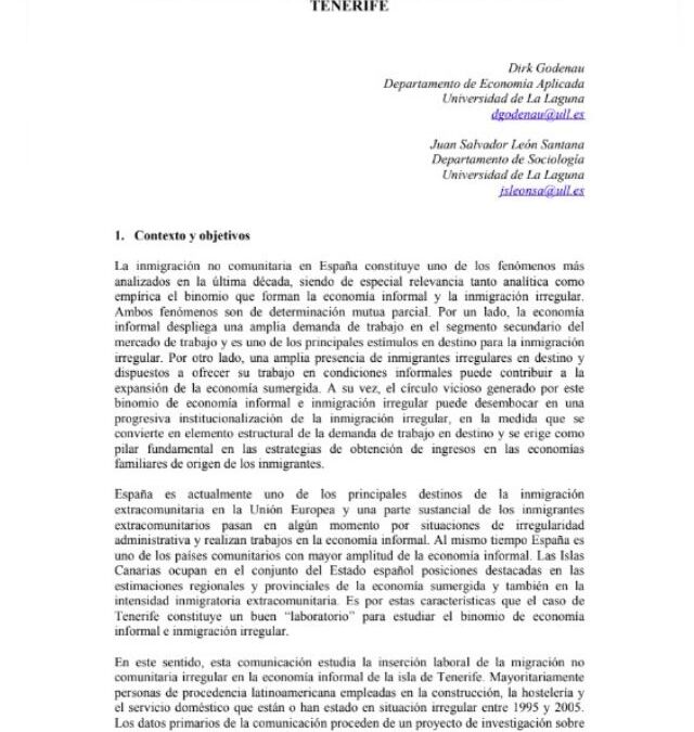Economía informal e inmigración Irregular en Tenerife