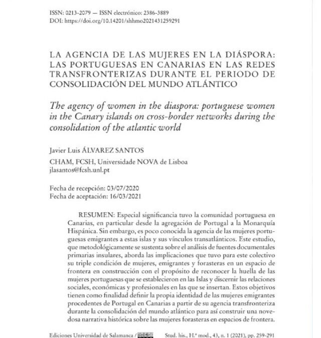 La Agencia de las Mujeres en la Diáspora: las portuguesas en Canarias en las redes transfronterizas durante el periodo de consolidación del mundo atlántico