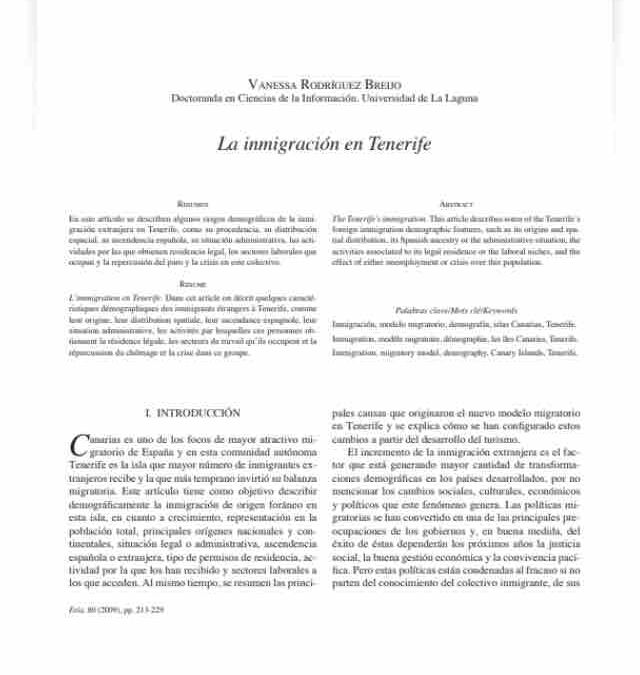 La inmigración en Tenerife