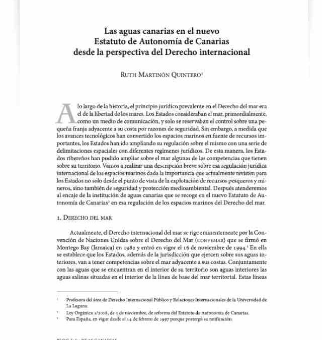 Las aguas canarias en el nuevo Estatuto de Autonomía de Canarias