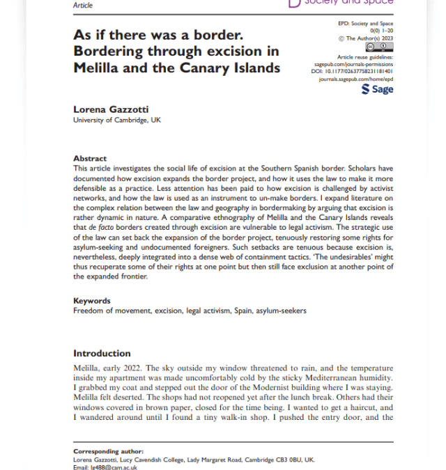 As if there was a border. Bordering through excision in Melilla and the Canary Islands
